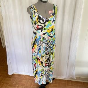 Jams World Paint Stroke Scoop Neck Tank Dress, size XS